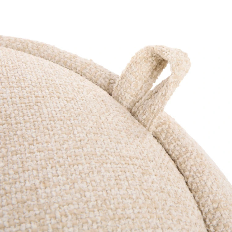 Pouf coffre rond en bois bouclette