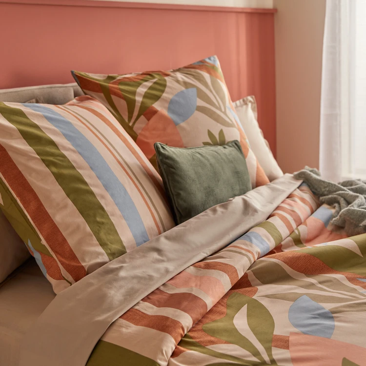 Parure de lit 3 pièces en coton réversible à motifs floraux