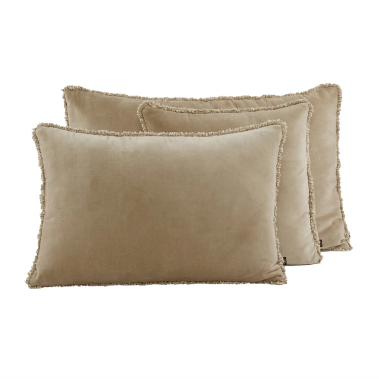Housse de coussin en velours et contour chenille KOBE HAOMY