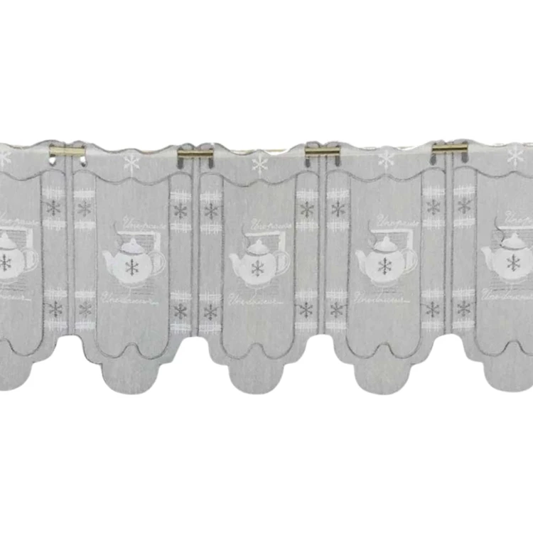 Bestickter Windschutz mit Teekannenmotiven