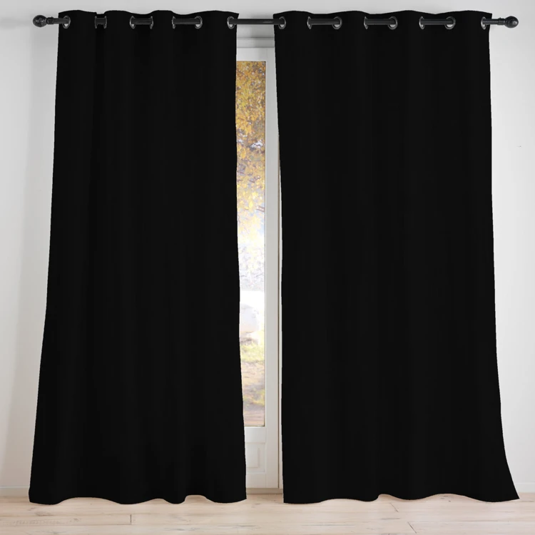 Grauer Verdunklungsvorhang aus 100 % Polyester in Uni-Farbe