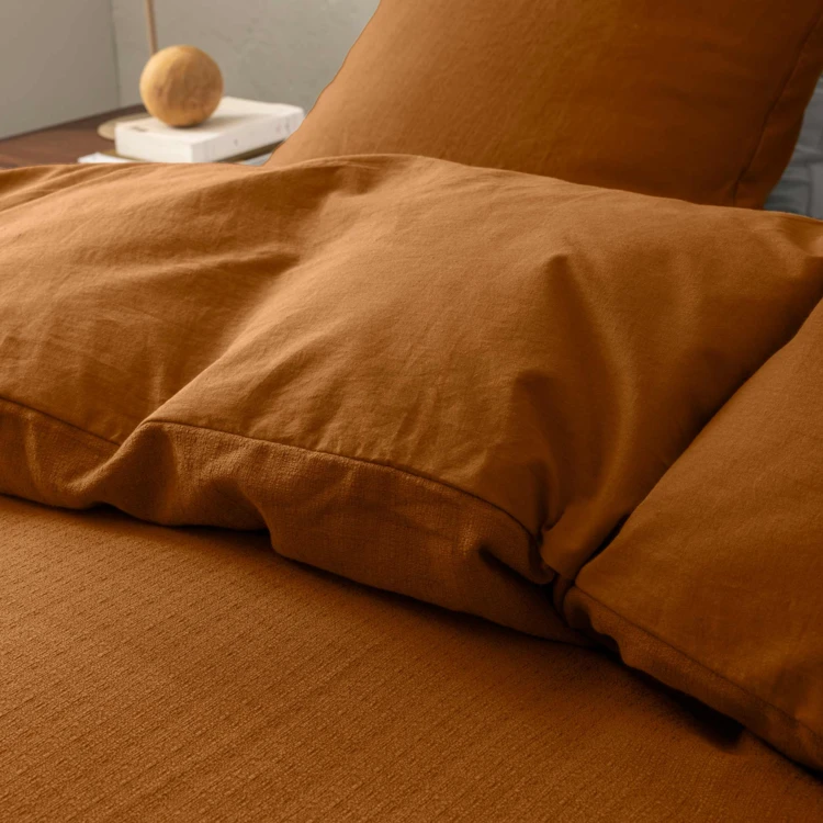 Parure de lit 3 pièces en coton tissage épais housse + taies