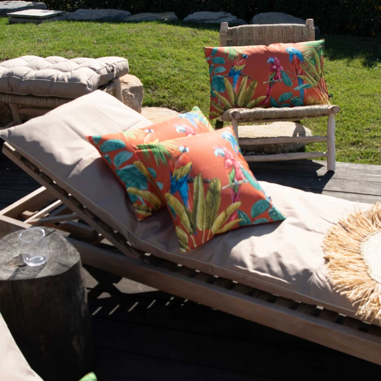 Coussin outdoor imprimé perroquets