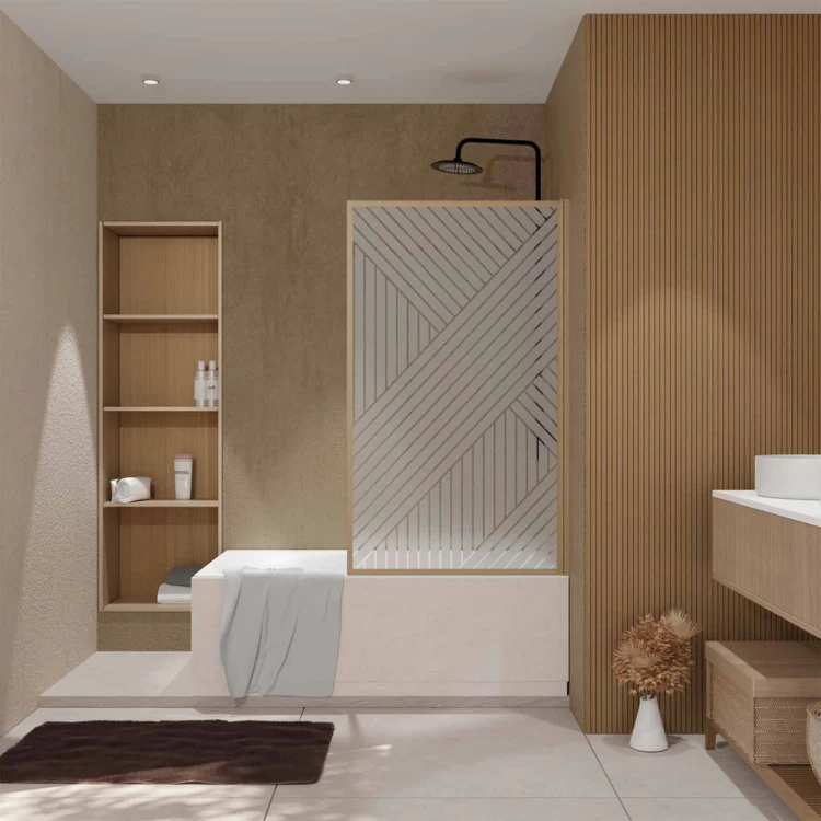 Un panel de bañera estético y funcional para un cuarto de baño zen y elegante