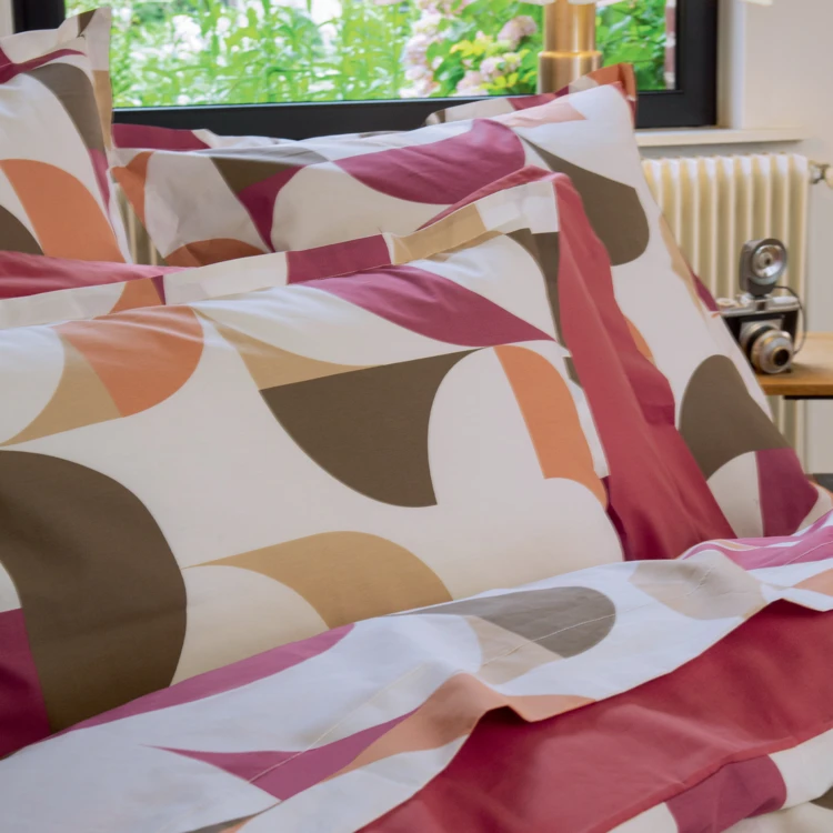 Housse de couette percale de coton géométrique