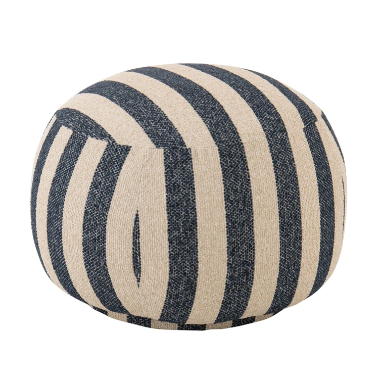 Pouf rond en tissu rayé