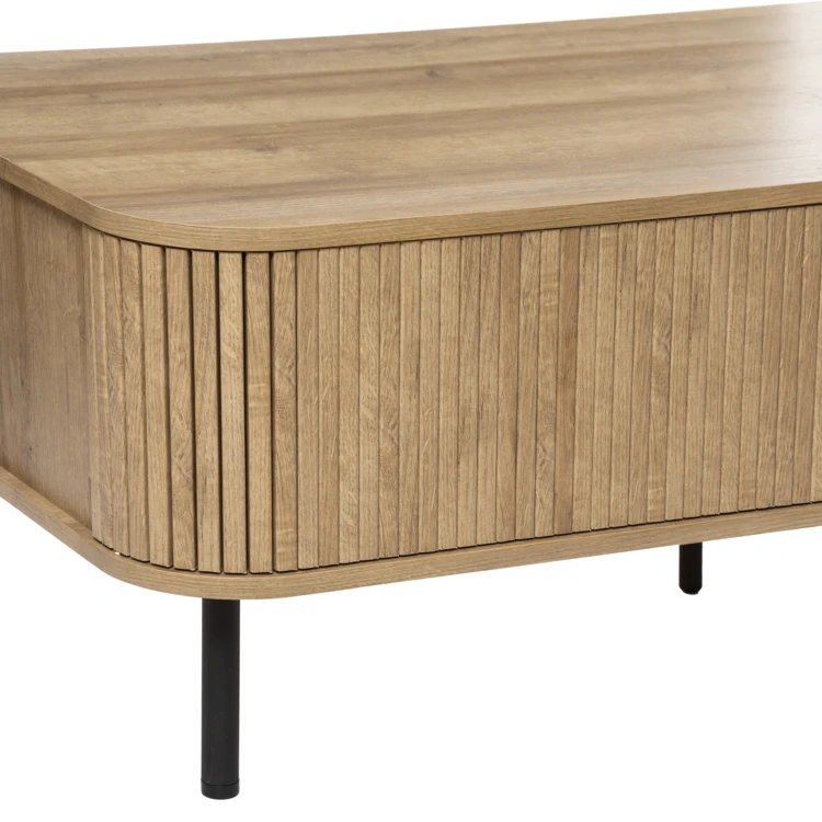 Mesa de centro com portas de correr caneladas