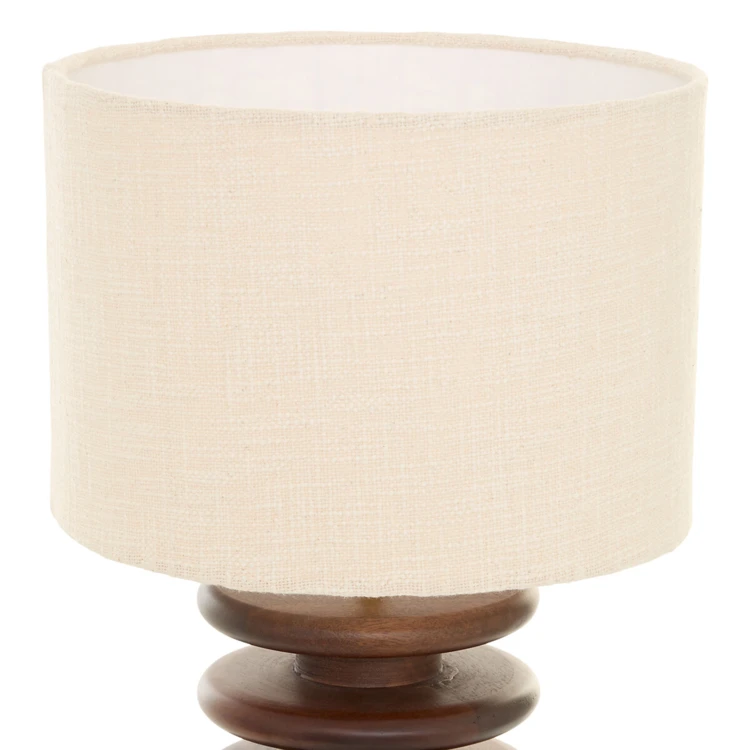Lámpara de mesa de madera de mango con pie esculpido