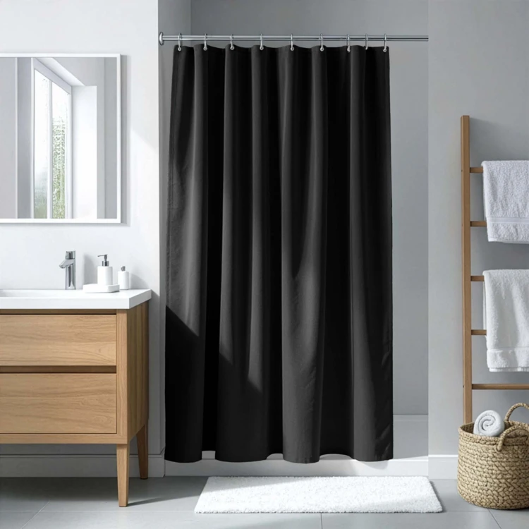 Rideau de douche uni avec crochets