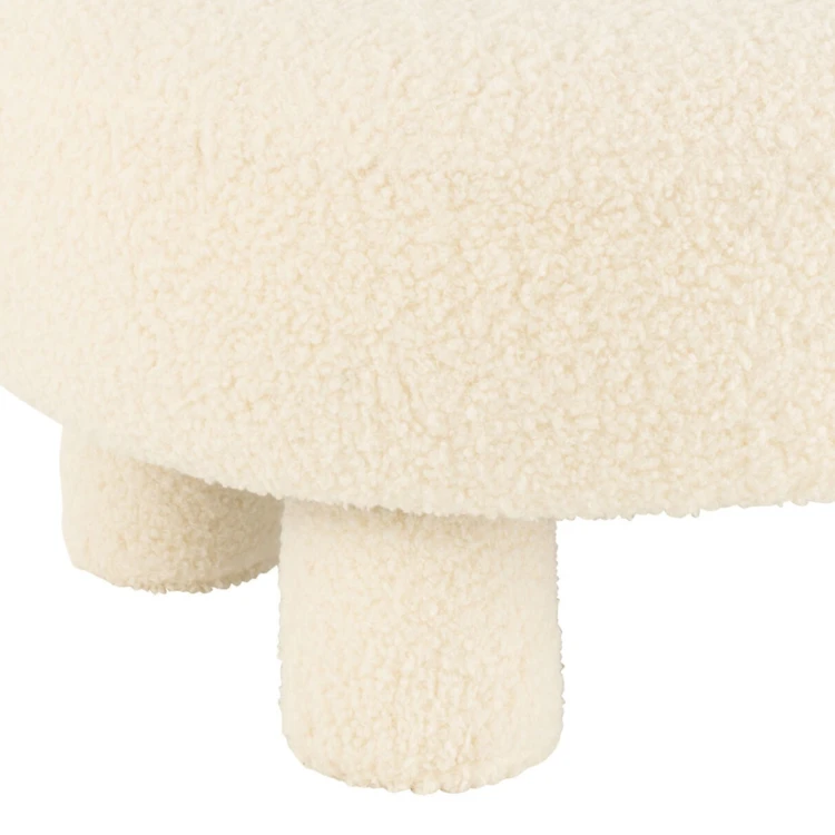 Pouf rond avec dossier en tissu bouclette