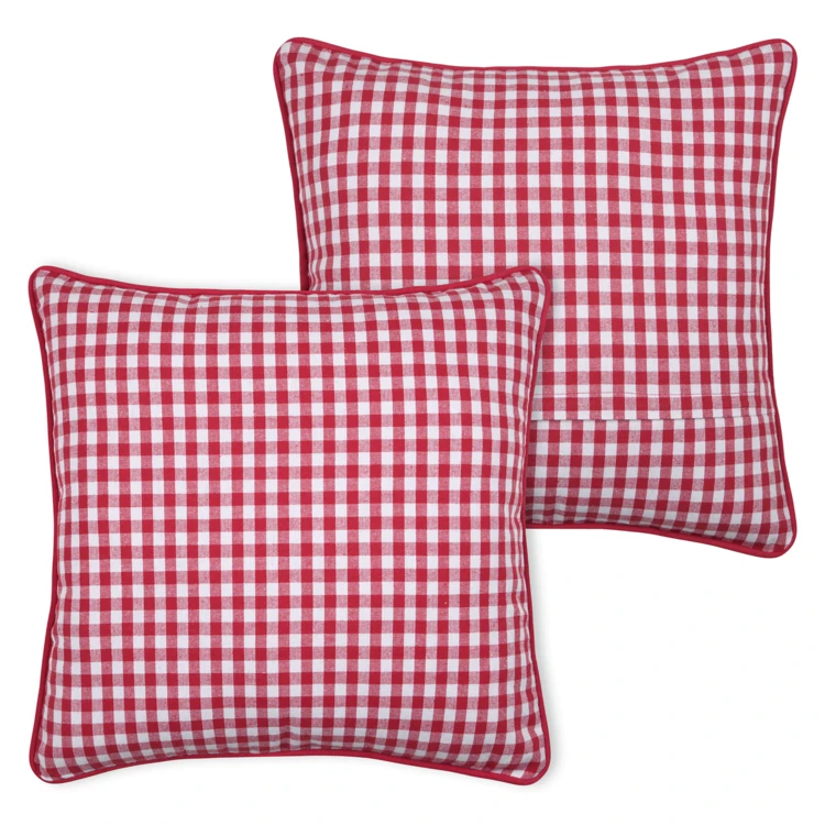 Coussin décoratif motif vichy en polycoton