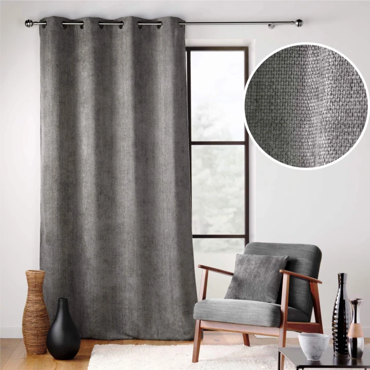 Rideau à œillets en velours chenille