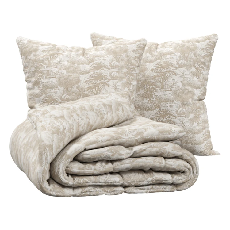 Juego de cama de 3 piezas de algodón reversible con estampado de toile de Jouy