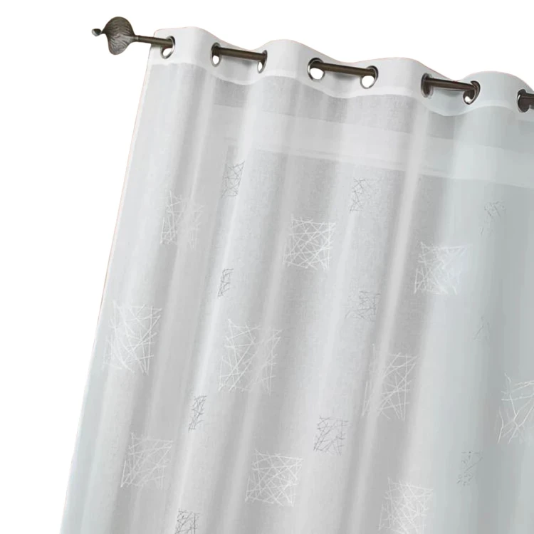 Tenda trasparente ricamata, pronta da appendere, con occhielli
