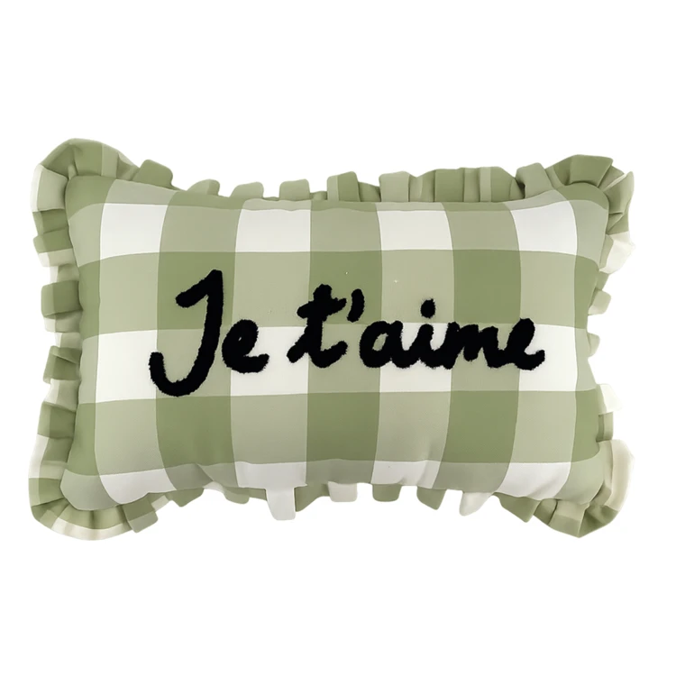 Cojín rectangular a cuadros "Je t'aime