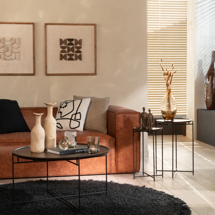 Conjunto de 2 mesas nido de madera de mango y metal