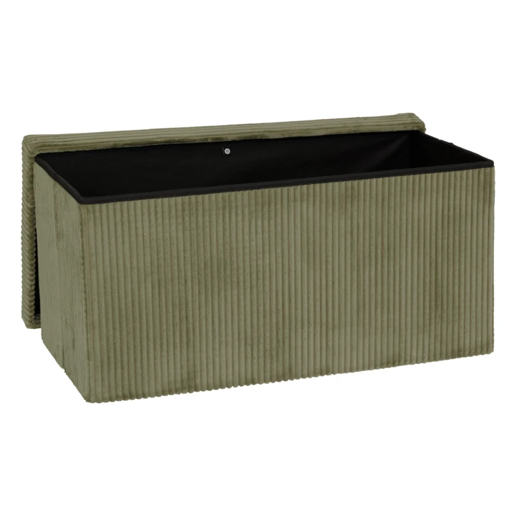 Pouf pliable double effet velours côtelé avec rangement intégré