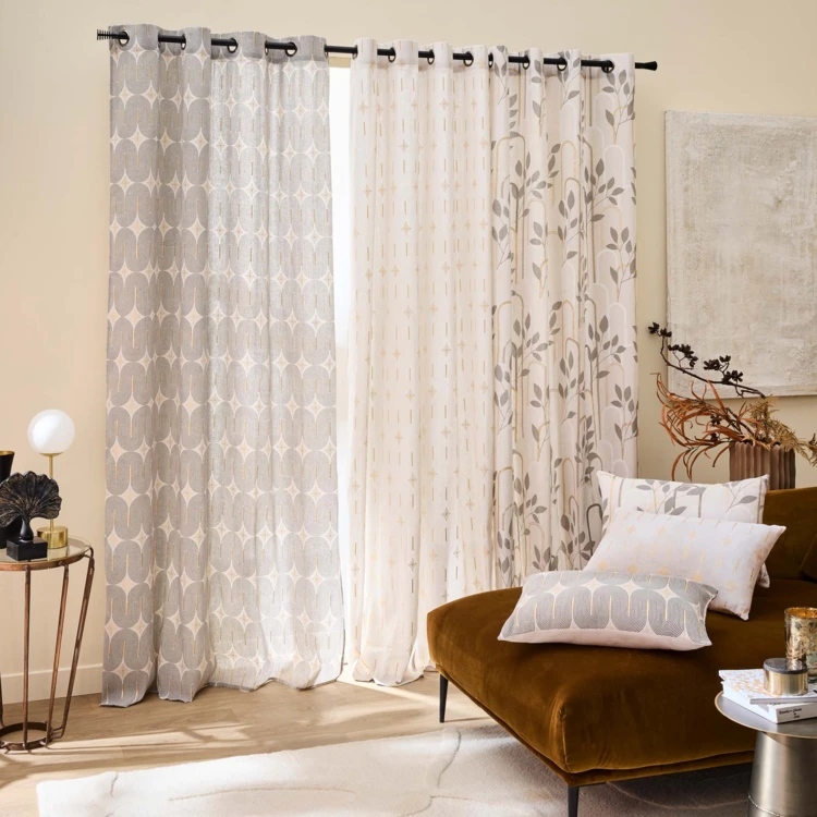 Ösenvorhang aus Polycotton mit Metallic-Muster