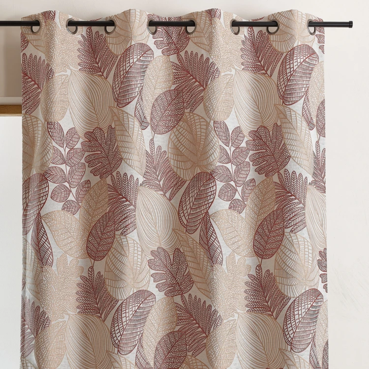 Jacquard-Vorhang aus Poly-Baumwolle mit Blättermuster