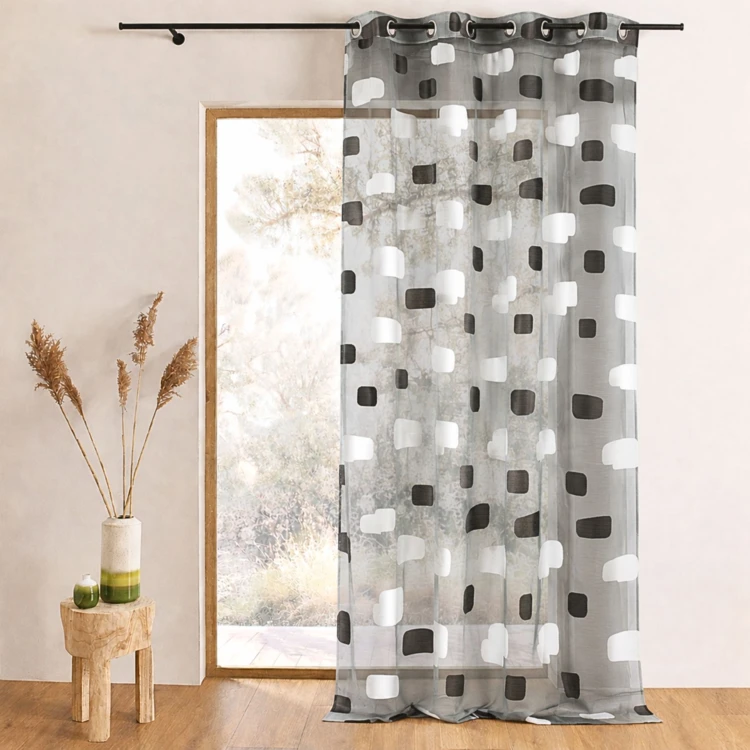 Organza-Vorhang mit Jacquard-Muster im Ziegel-Design