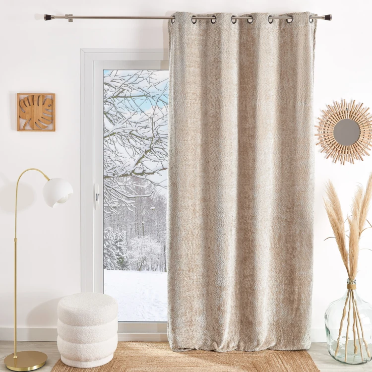 Rideau à oeillets chenille effet peluche