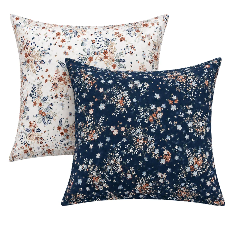 Funda de almohada de algodón satinado de 110 hilos con diseño floral