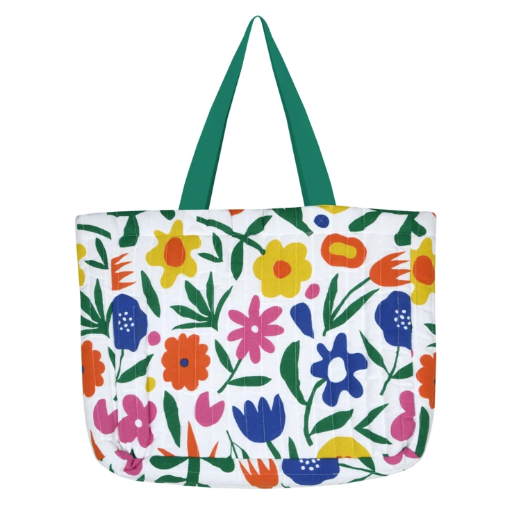 Gesteppte Tragetasche aus Polycotton mit Blumenmuster