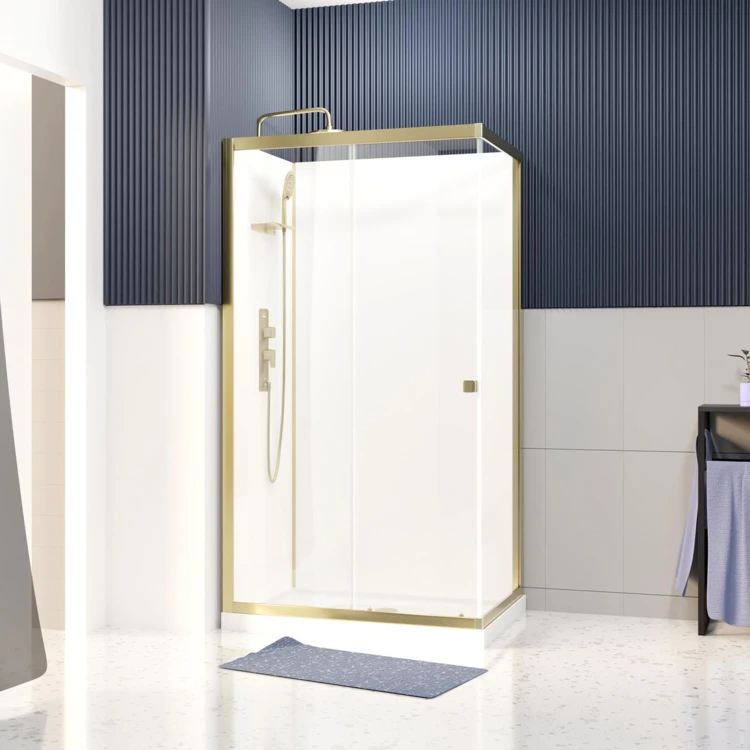 Cabine de douche rectangulaire avec receveur bas et porte coulissante