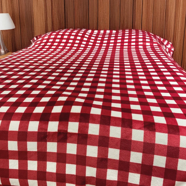 Capa de sofá e de cama de lã em xadrez
