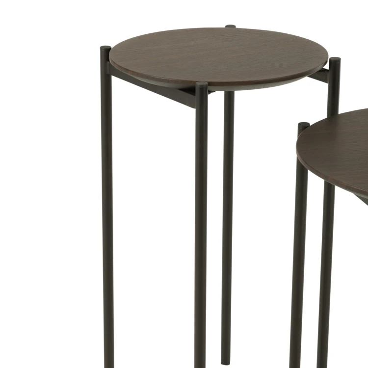 Ensemble de 2 tables gigognes rondes en bois et métal