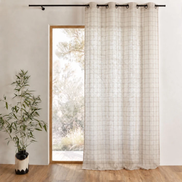 100% cotone tenda a quadri beige LOURMARIN