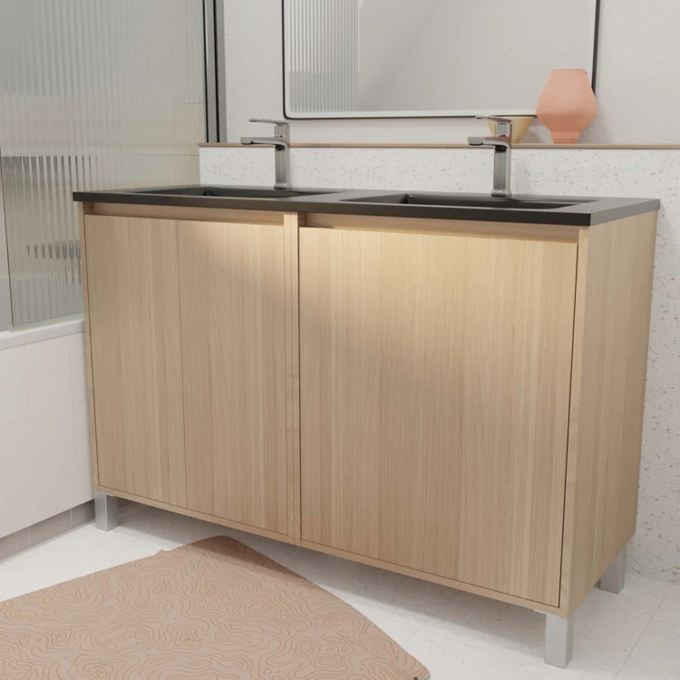 Meuble de salle de bains double vasque avec 4 portes