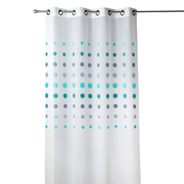 Cortina de organza com pontos geométricos