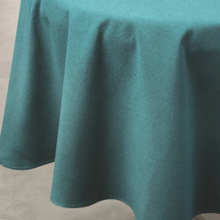 Mantel impermeable antimanchas efecto lino para mesa redonda