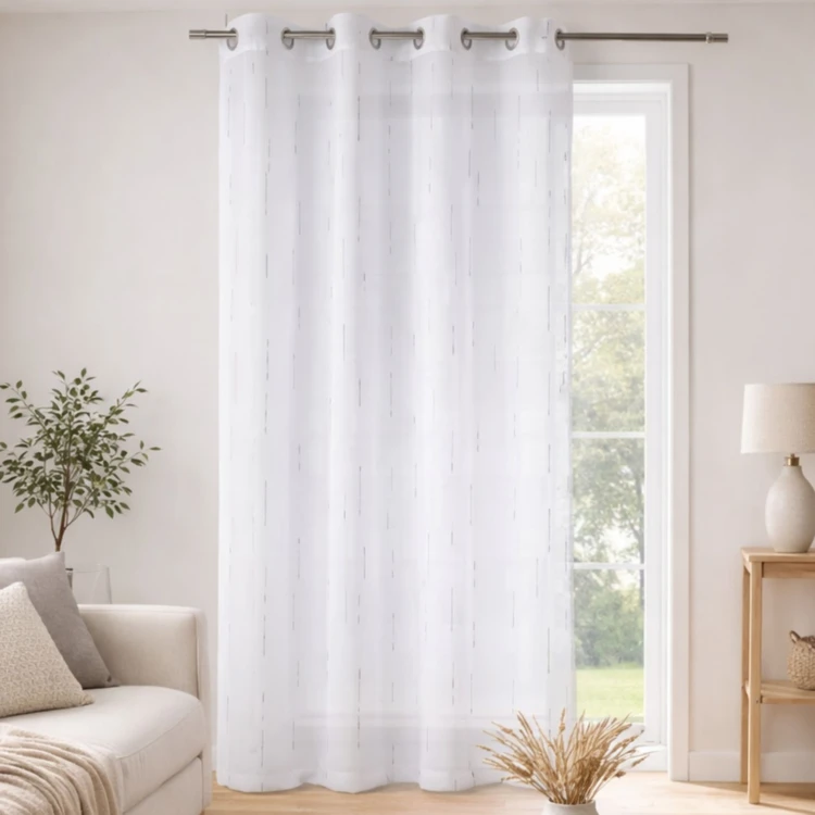 Visillo en estameña jacquard estampado fantasía