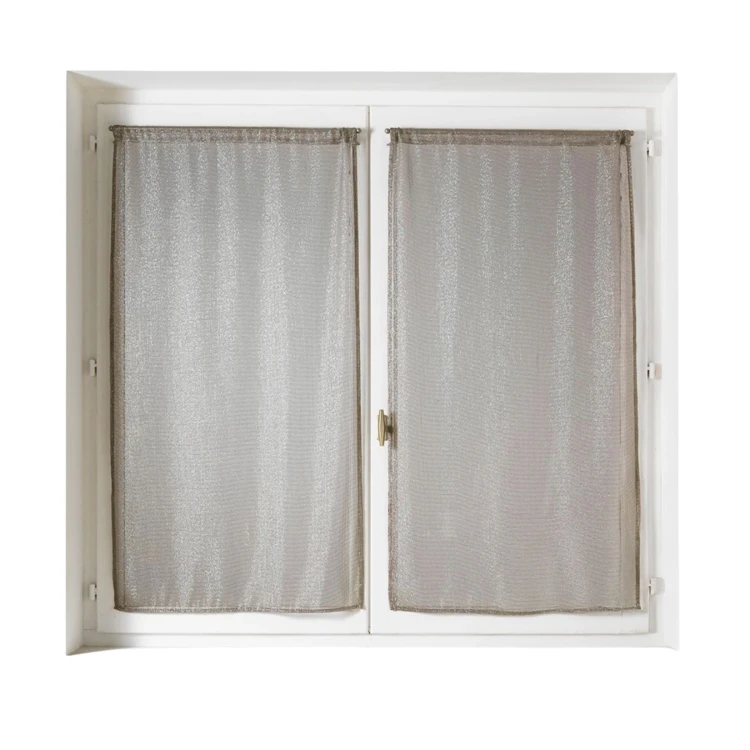 Par de visillos para ventanas con efecto de malla y hilos de lurex