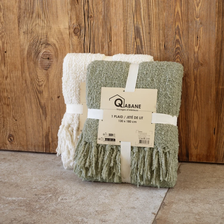 Plaid bouclette doux avec franges
