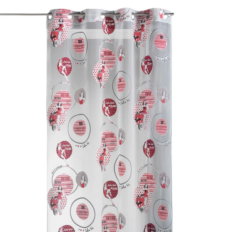 Cortina com motivos retro de pin-up em estilo devoré