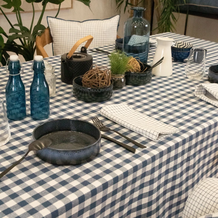 Toalha de mesa retangular em Vichy 100% algodão