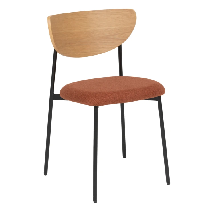 Lot de 2 chaises avec dossier bois et pieds métal