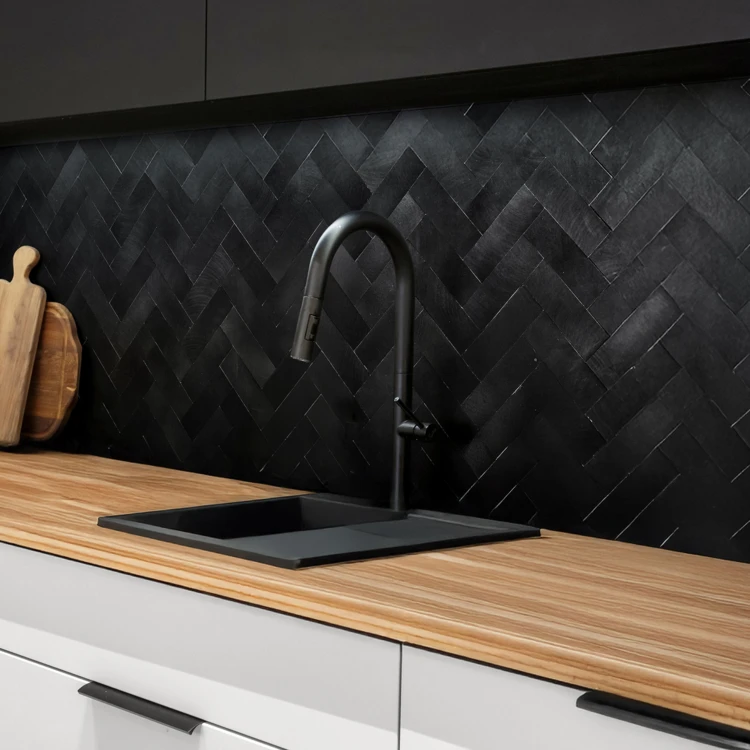 Lot de 4 crédences adhésives murales 3D effet chevron
