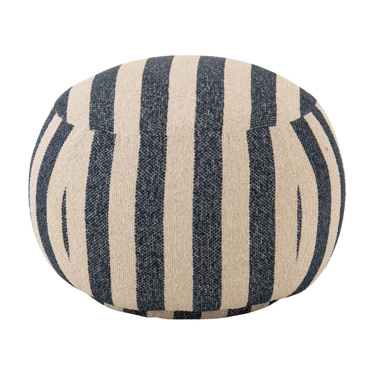 Pouf rond en tissu rayé