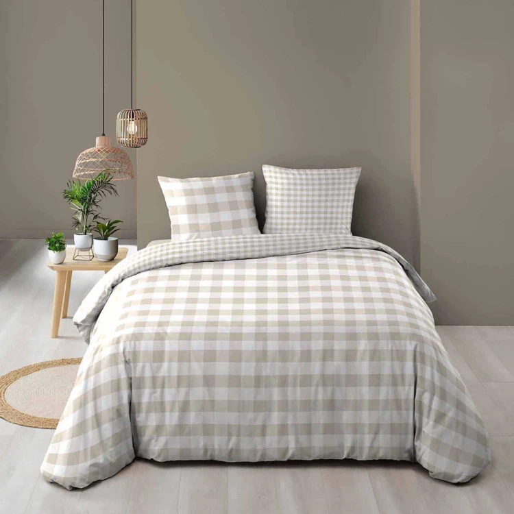 Juego de cama de 3 piezas de algodón a cuadros funda + fundas de almohada