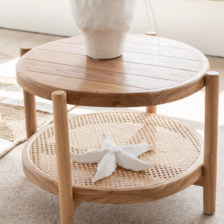 Table basse bois double plateau en teck