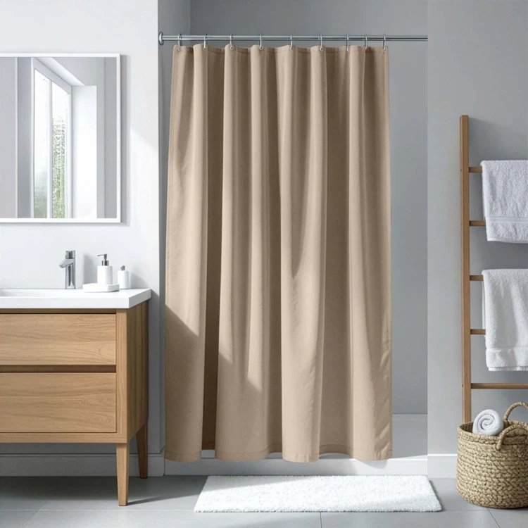 Rideau de douche uni avec crochets