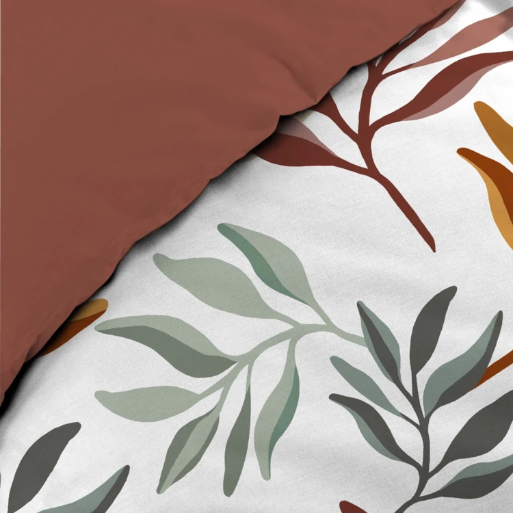Conjunto de cama de 3 peças, 100 % algodão, com estampado vegetal: colcha + fronhas