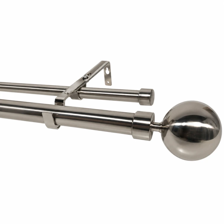 Kit double tringle à rideaux extensible embouts boule D28-19mm