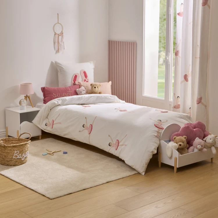 Parure de lit enfant 2 pièces coton tufté ballerine housse + taie