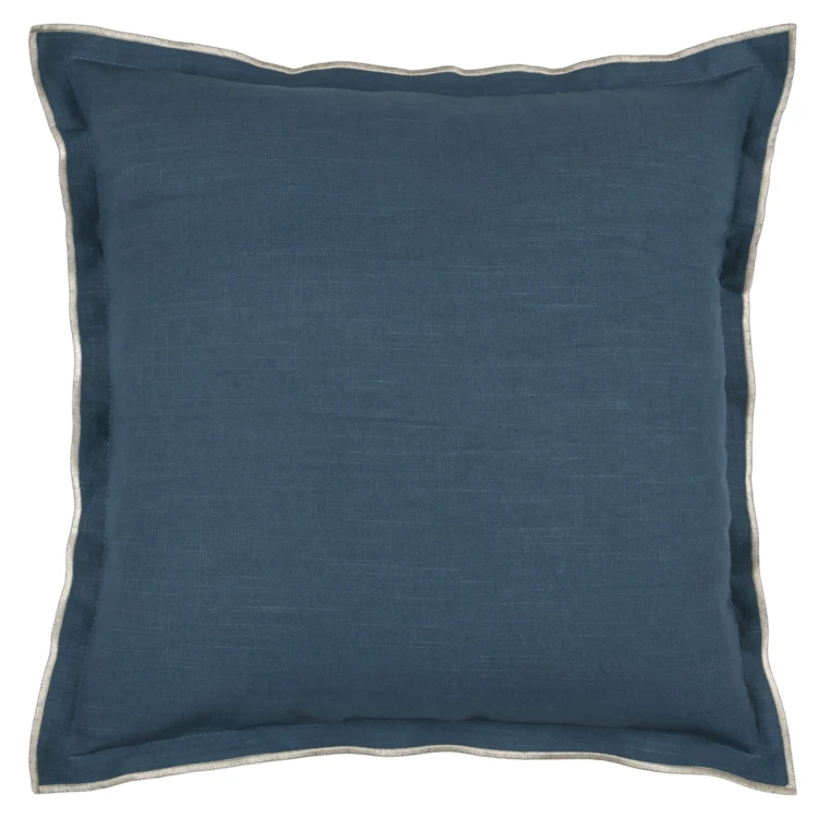 Coussin coton volant plat feston noir