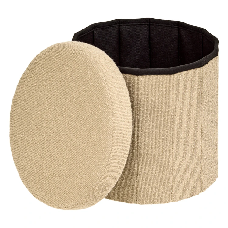 Pouf coffre pliable en bouclette